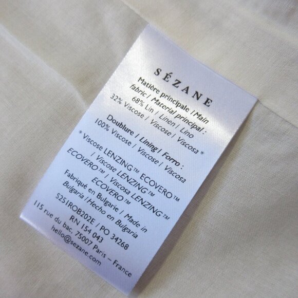 NWT Sezane Ottie in Biscuit Linen Blend Strapless Midi Dress 34 / 2 - Picture 8 of 9